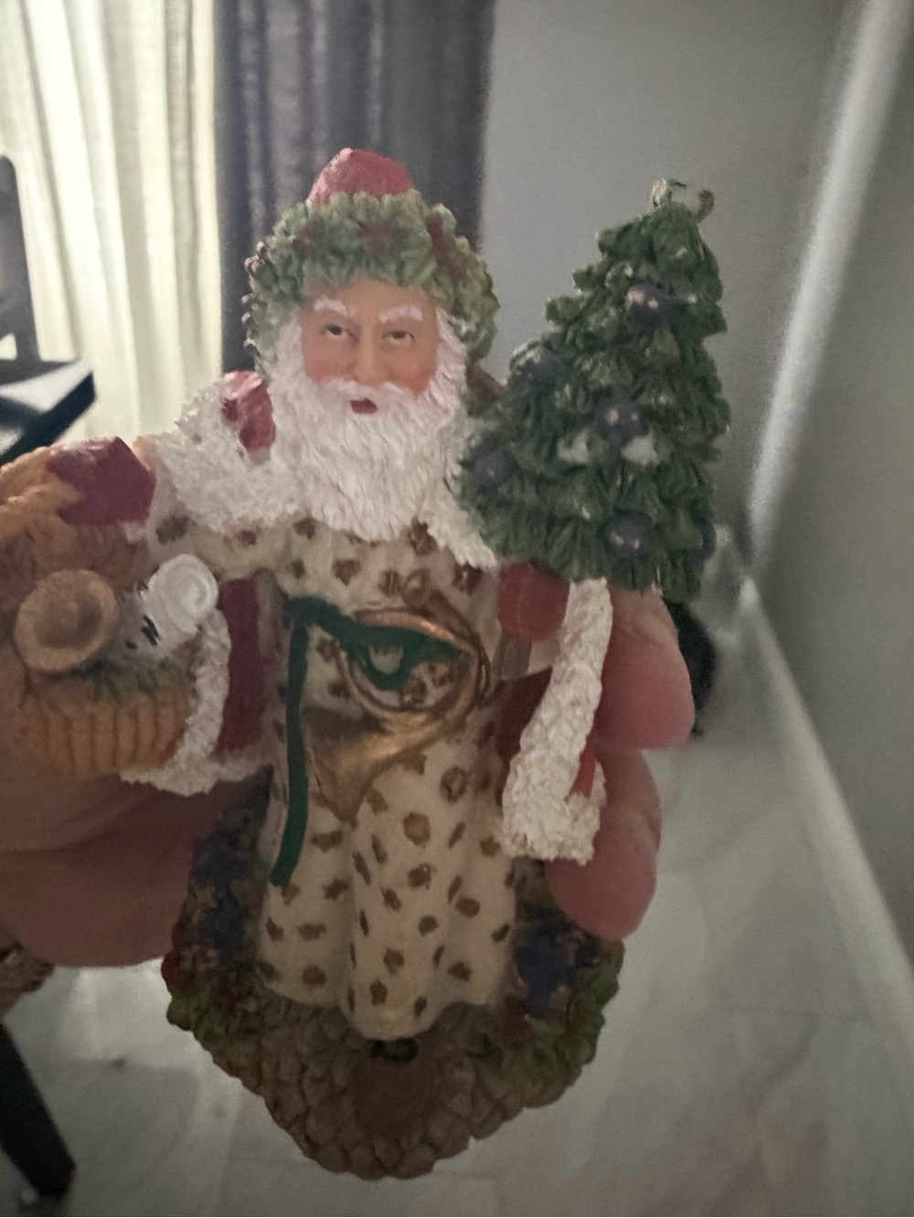 Holiday Santa Figurine in Red, White and Green - Decorative Home Accent